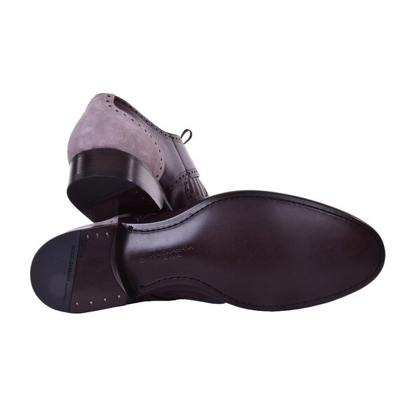 Dolce & Gabbana - Patchwork Suede and Leather Derby Shoes NAPOLI Brown Pink EUR - Picture 2 of 4